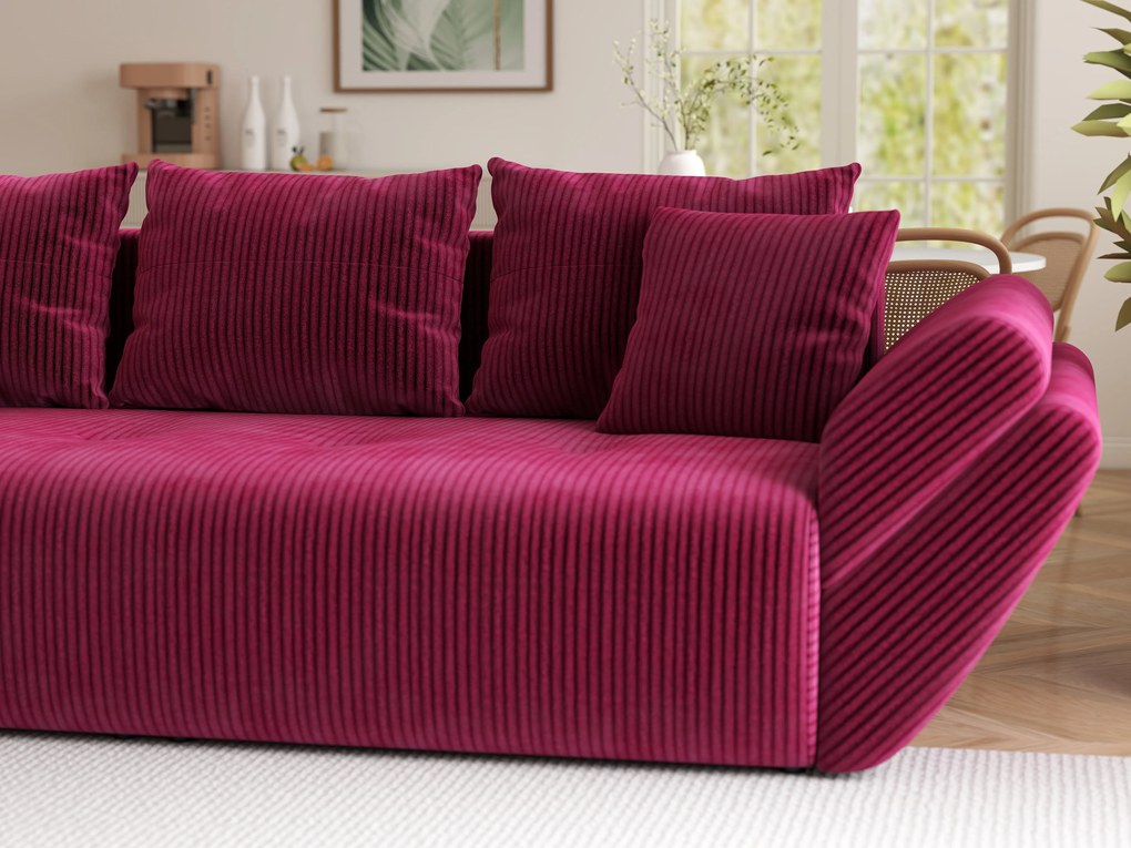 Canapea extensibilă dumonde cu ladă de depozitare si sezut confortabil din spuma high-density, Berlin Zoom Red 250x100 cm