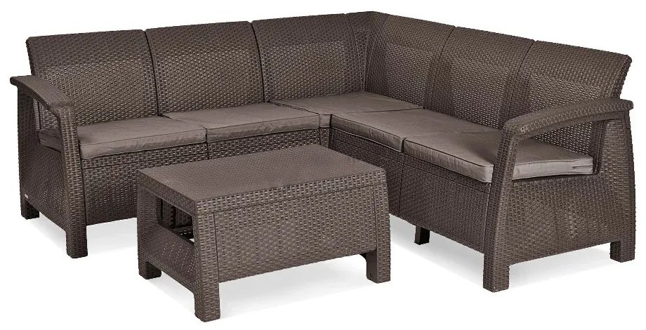 Set de mobilier de grădină Corfu Relax, maro, cu perne taupe calde