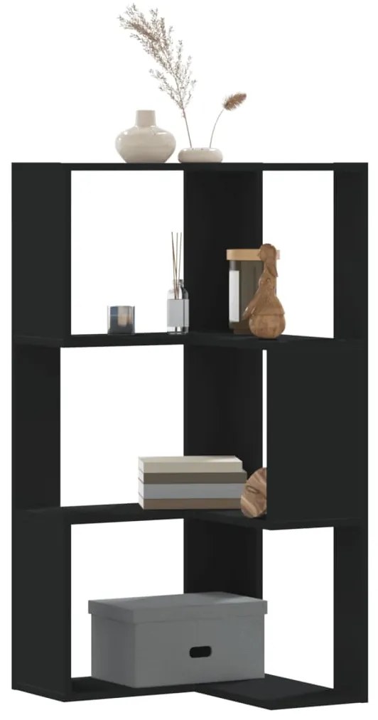 vidaXL Bibliotecă 3 niveluri negru 50x50x102 cm lemn prelucrat