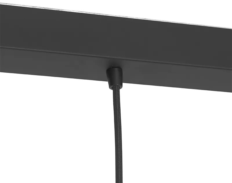 Lampă suspendată Art Deco neagră cu sticlă fumuriu ovală cu 3 lumini - Busa