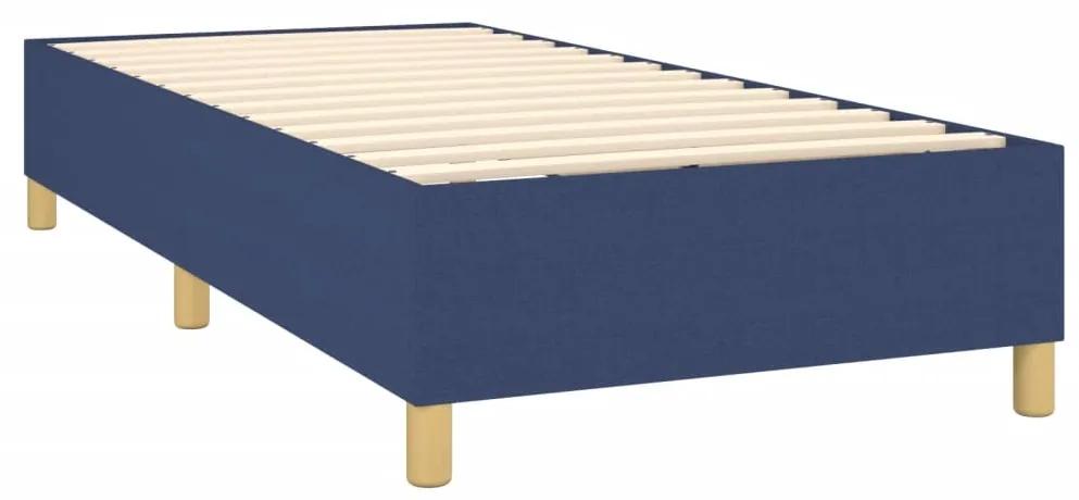 Pat box spring cu saltea, albastru, 80x200 cm, textil Albastru, 80 x 200 cm, Design cu nasturi