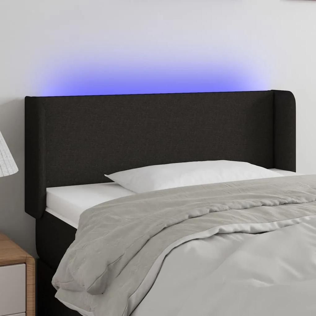 3122940 vidaXL Tăblie de pat cu LED, negru, 93x16x78/88 cm, textil