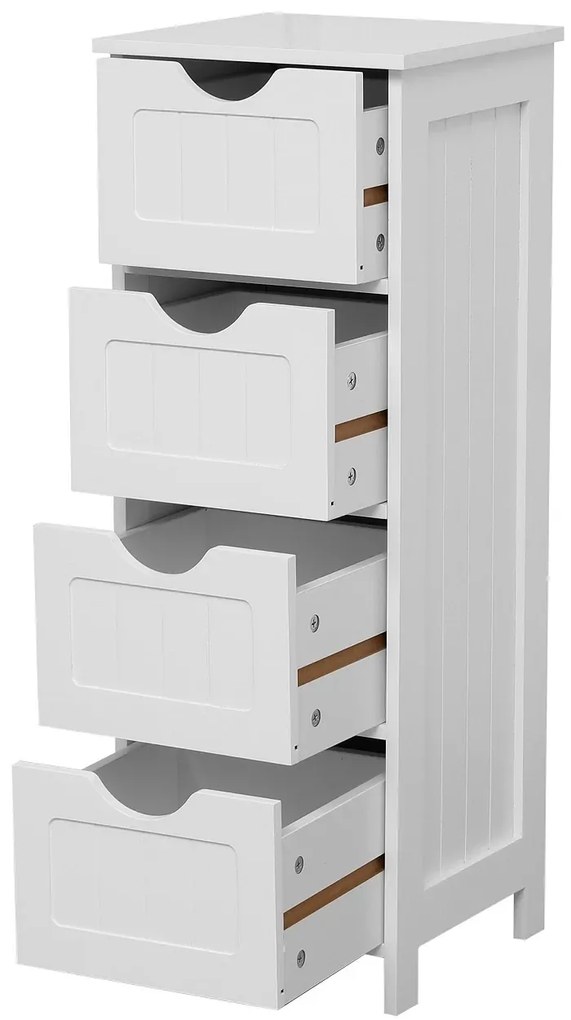 RESIGILAT- Dulap de depozitare pentru baie, cu 4 sertare, multifuncțional, 30x30x82 cm, Alb