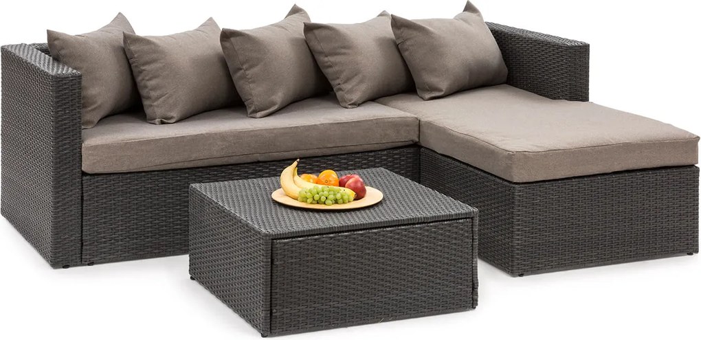 Blumfeldt Theia Lounge, set de mobilă pentru grădină, 5 perne, negru