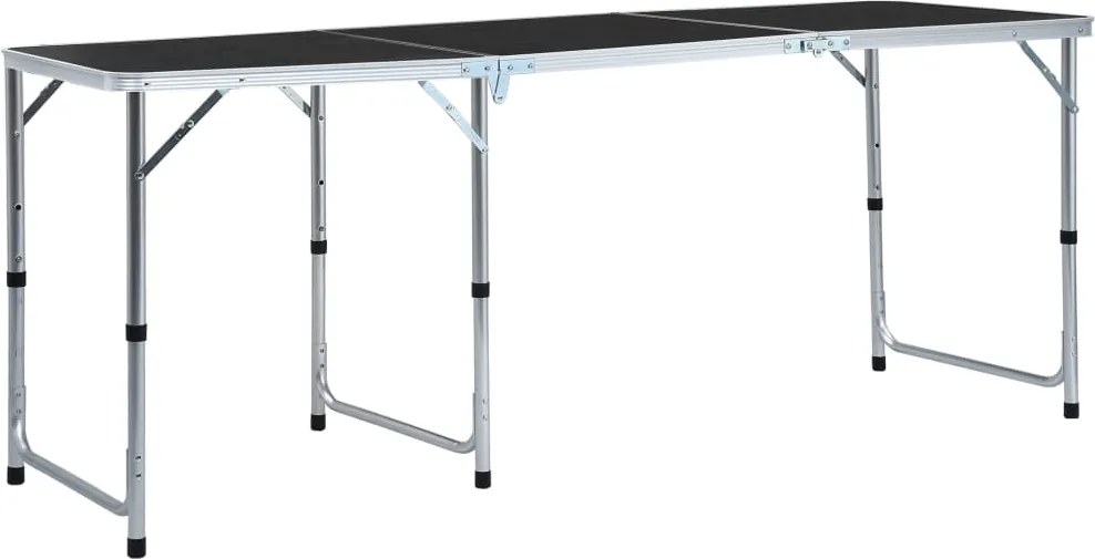 vidaXL Masă de camping pliabilă, gri, 180 x 60 cm, aluminiu