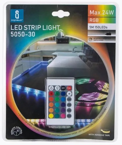 Aigostar - Bandă LED RGB reglabilă 5 m LED/24W/12/230V IP65 + telecomandă