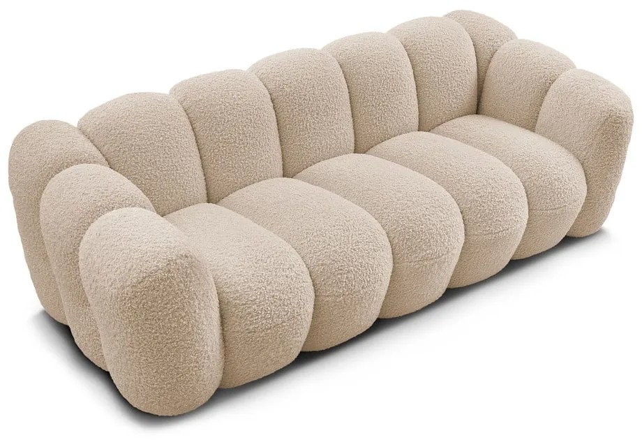 Canapea maro deschis cu tapițerie din țesătură bouclé 232 cm Hippolyte – Bobochic Paris