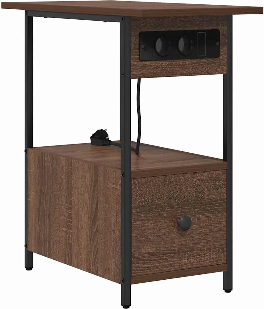 vidaXL Dulap de noapte Stejar închis 60 x 30 x 61 cm Lemn compozit