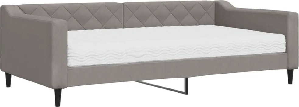 vidaXL Pat de zi cu saltea, gri taupe, 100x200 cm, textil