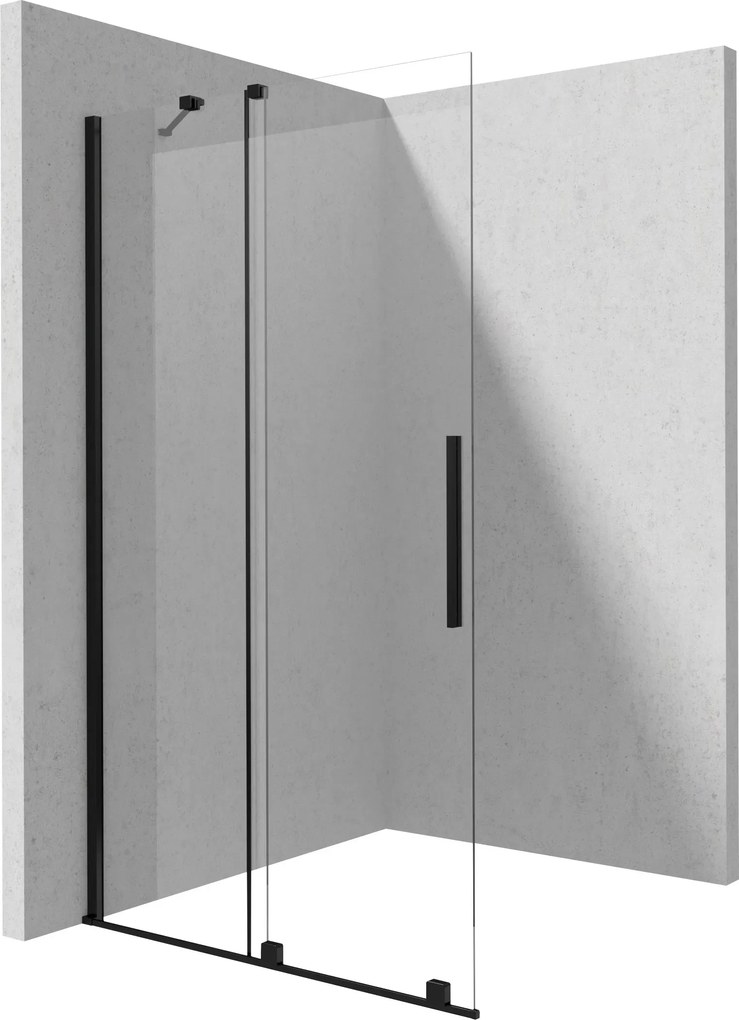 Paravan dus sticla securizata walk-in cu usa glisanta, 140x195 cm, negru mat, Deante Prizma Negru mat, 1400x1950 mm