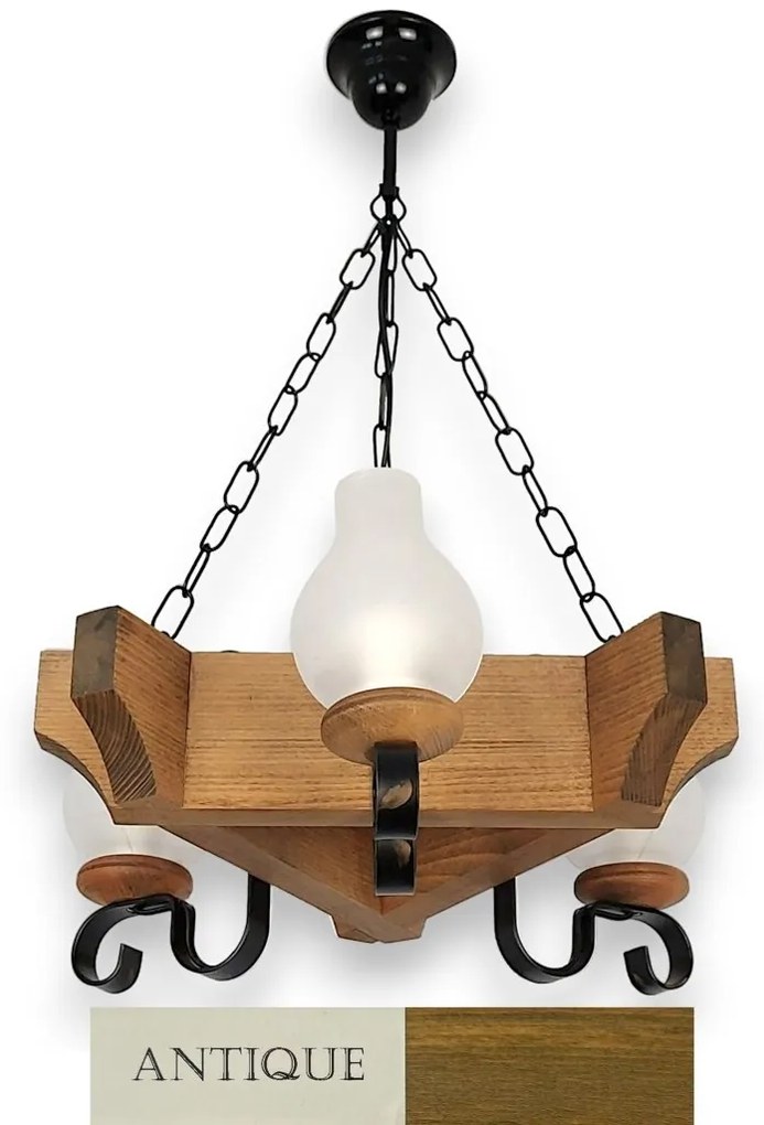 Candelabru rustic fabricat manual din lemn dim.40x40cm, 3 brate Queen WOOD-QU-SP3