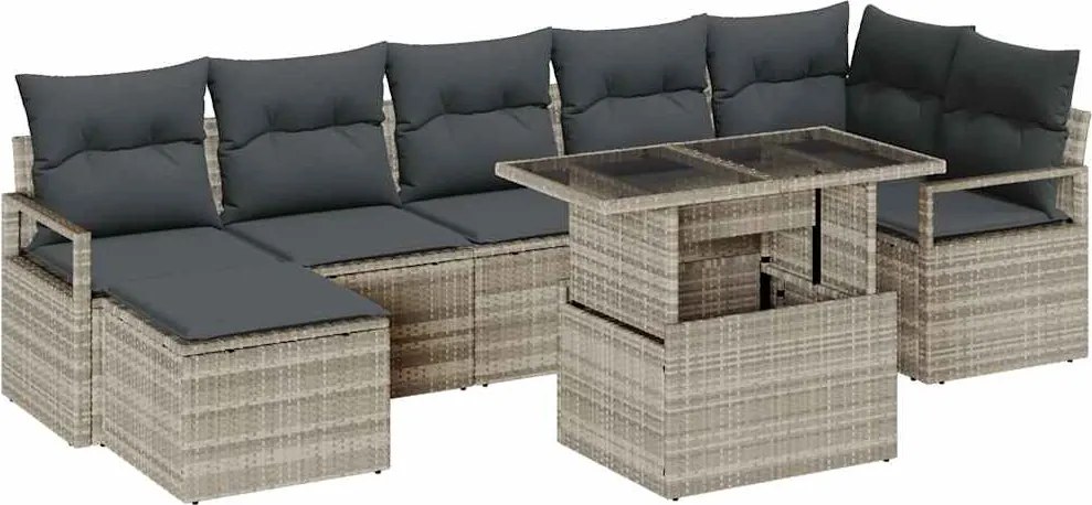 vidaXL Set de canapele pentru grădină 8 pcs Gri deschis Rattan poli