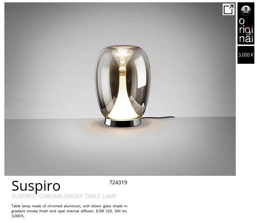 Veioza LED moderna design decorativ Suspiro crom/fumuriu