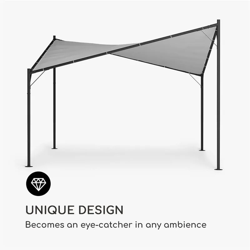 Sombra, pergola, set complet, 4x4m, acoperiș din poliester, gri