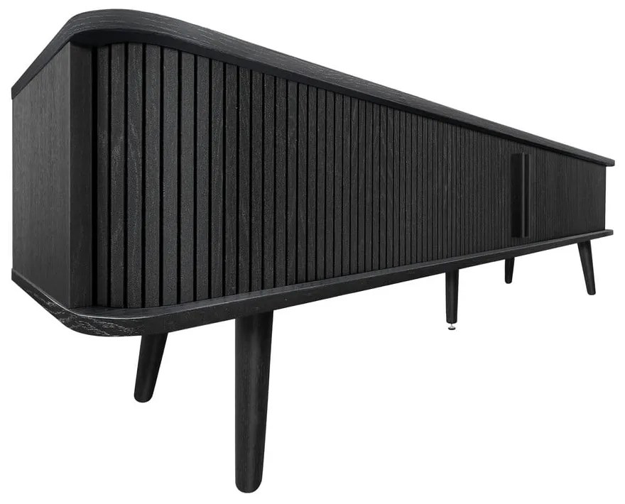 Comodă TV neagră cu aspect de lemn de stejar 178x50x40 cm Rove – Woodman