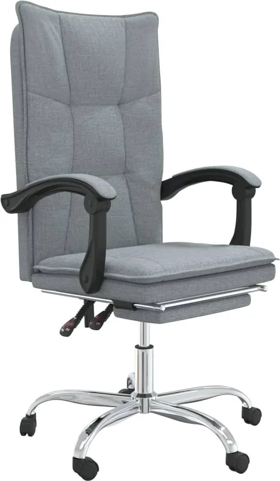 vidaXL Fotoliu de birou rabatabil, gri deschis, textil