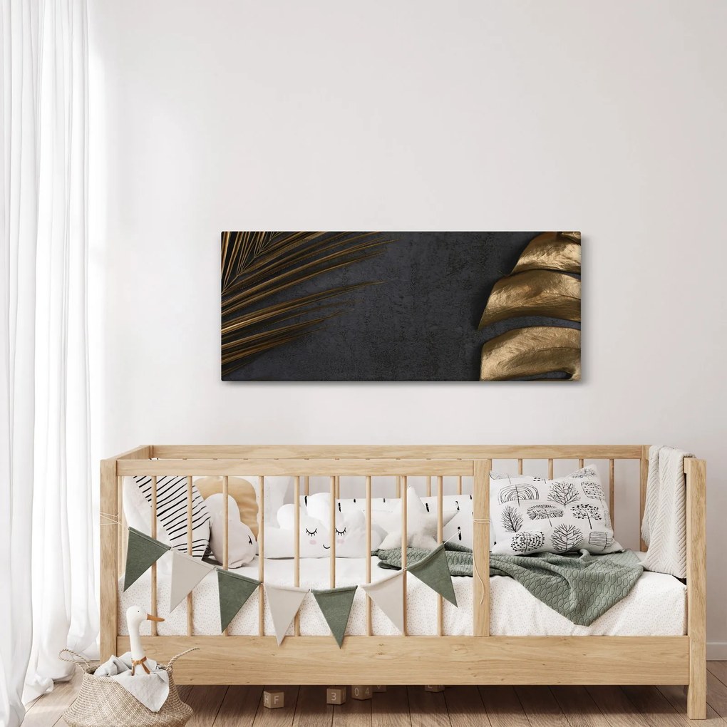 Tablou cu frunze aurii (120x50 cm)