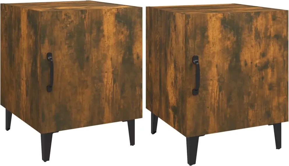 vidaXL Noptiere de perete, 2 buc., stejar fumuriu, lemn prelucrat