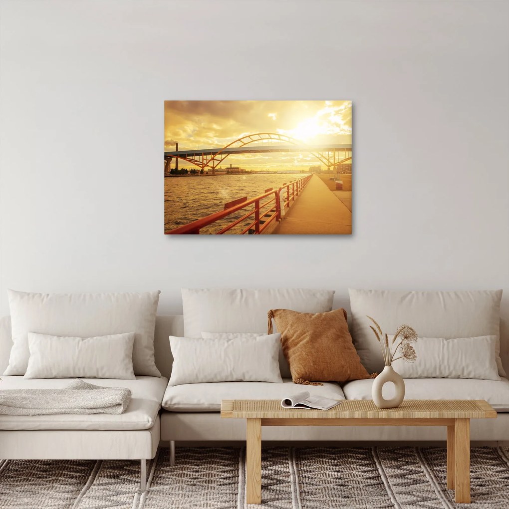 Tablou cu pod și apus de soare (70x50 cm)