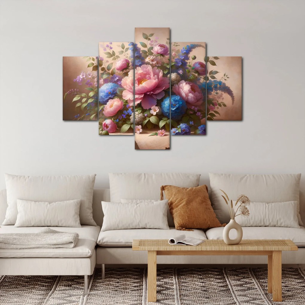 Tablou - Masă plină de flori (150x105 cm)