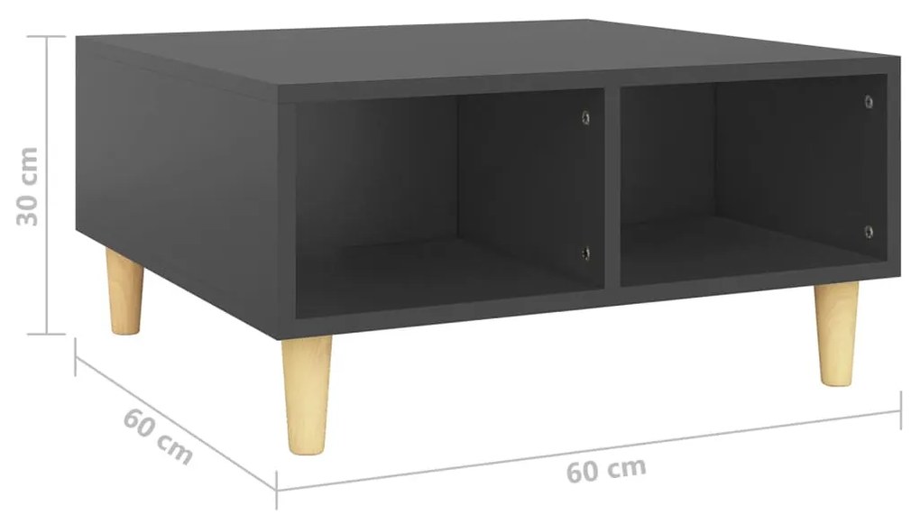 Masuta de cafea, gri, 60x60x30 cm, PAL 1, Gri