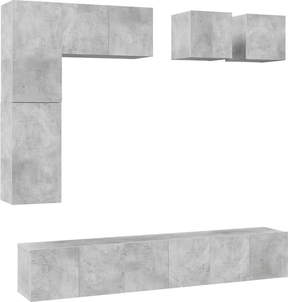 vidaXL Set de dulapuri TV, 8 piese, gri beton, lemn prelucrat
