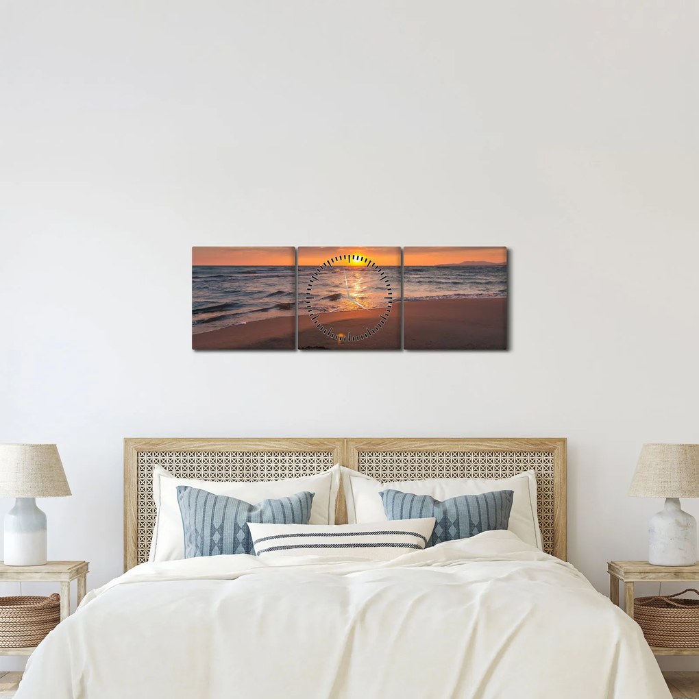Tablou - Inima în nisip (cu ceas) (90x30 cm)