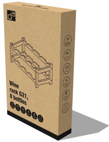 Raft pentruvinuri G21 din bambus, 8 sticle, S