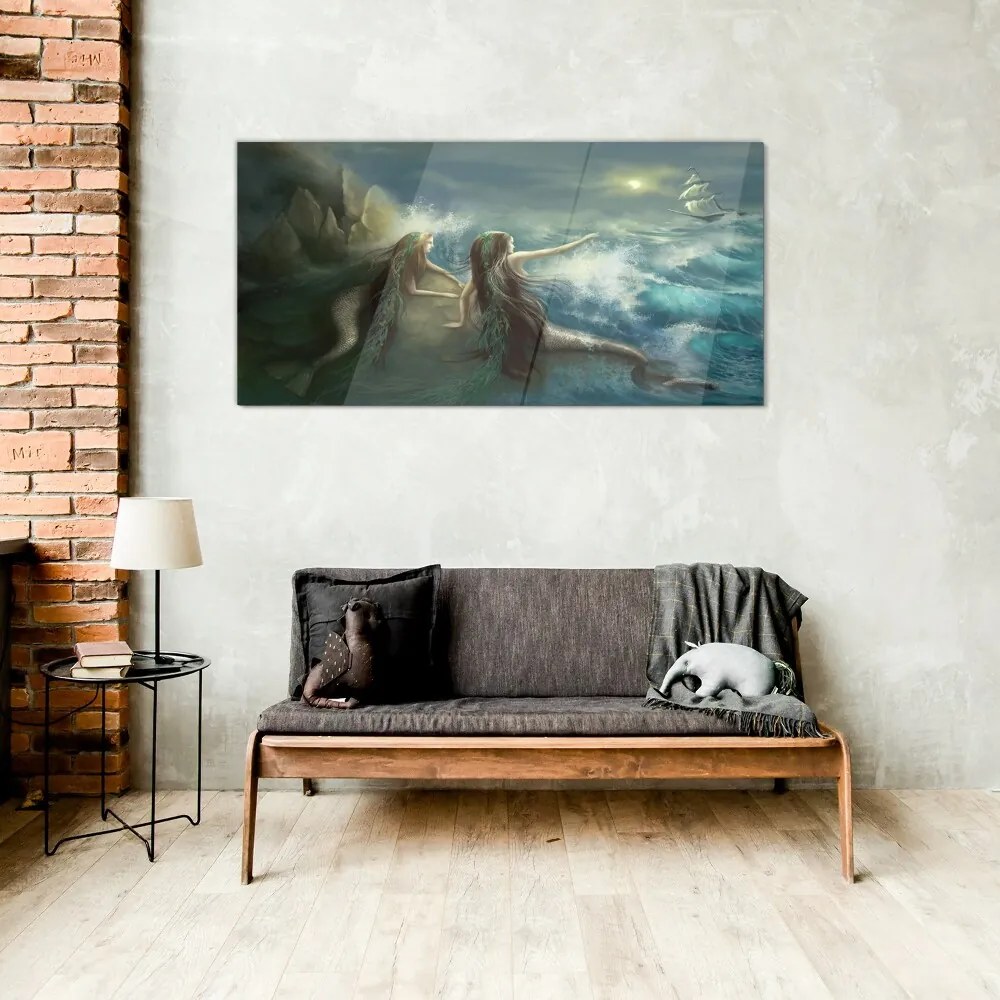 Tablou sticla Nava Syrena Ocean Burza