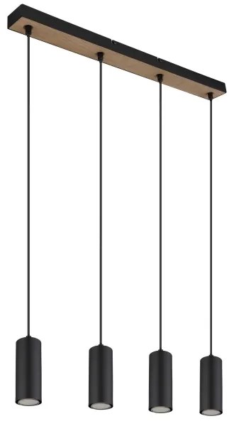 Lustră pe cablu ROBBY 4xGU10/35W/230V negru/maro Globo 57911-4HBW