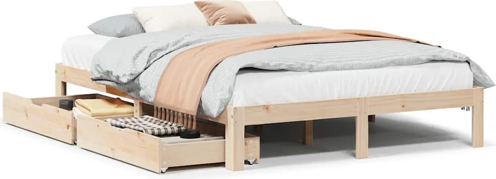 vidaXL Cadru de pat cu sertare, 140x190 cm, lemn masiv de pin
