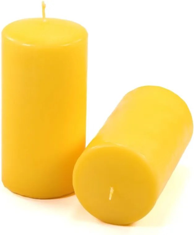Set de lumânări tip stâlp, 15 cm, Ø 7,5 cm, galben, 4 buc