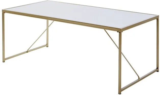 Măsuță de cafea, metal/lemn, alba, 44 x 120 x 60 cm