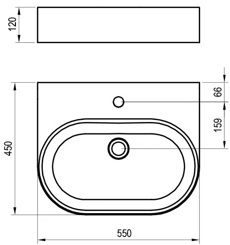 Ravak XJX01155004 - Lavoar pentru blat CERAMIC SLIM 55x45 cm ceramică/alb