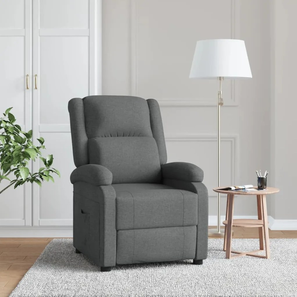 248695 vidaXL Fotoliu rabatabil, gri închis, material textil