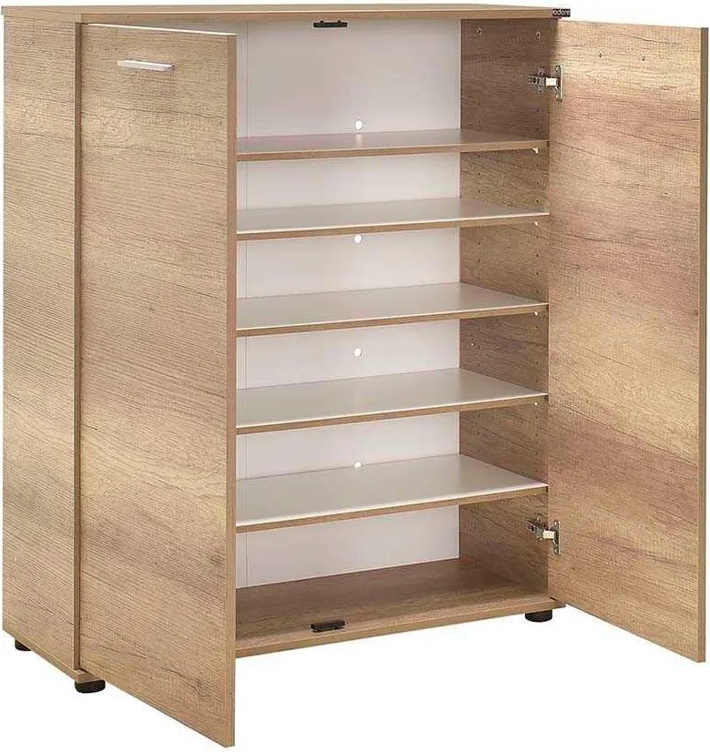Pantofar Adore Elegance, 2 usi, 5 rafturi, capacitate 24 perechi incaltaminte, Alb - Natur, 91x108x35 cm