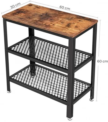 Masa Consola Vintage Cu 2 Polite, Maro Si Negru, 60 Cm