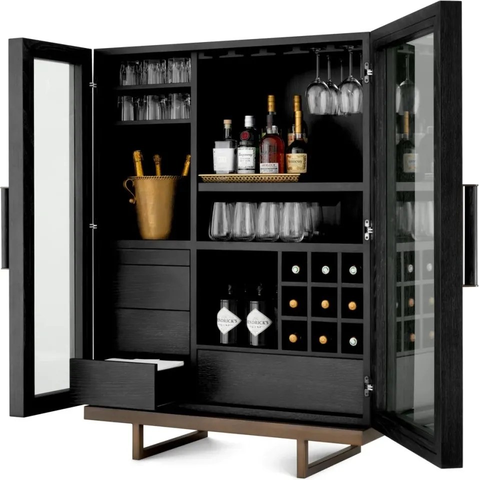 Bufet, Bar design LUX, Furnir de stejar gri carbune, Connaught