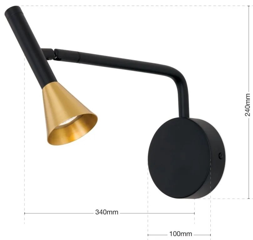 Aplica LED stil scandinav minimalist ODEON negru/alama