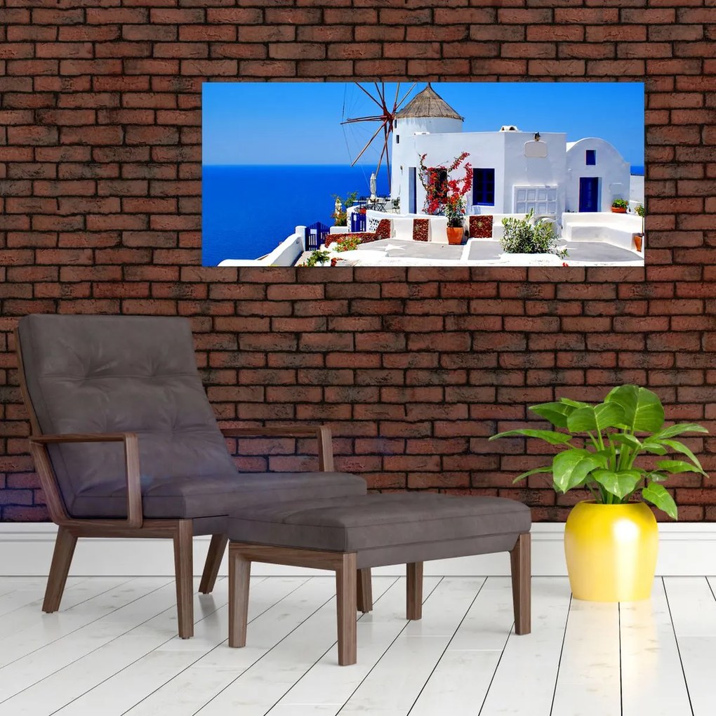 Tablou - Casă mică în Grecia (120x50 cm)