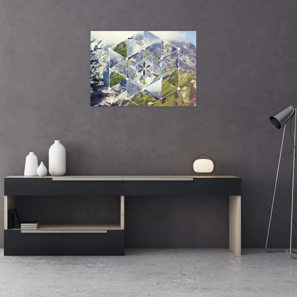 Tablou pe sticlă - Model geometric (70x50 cm)