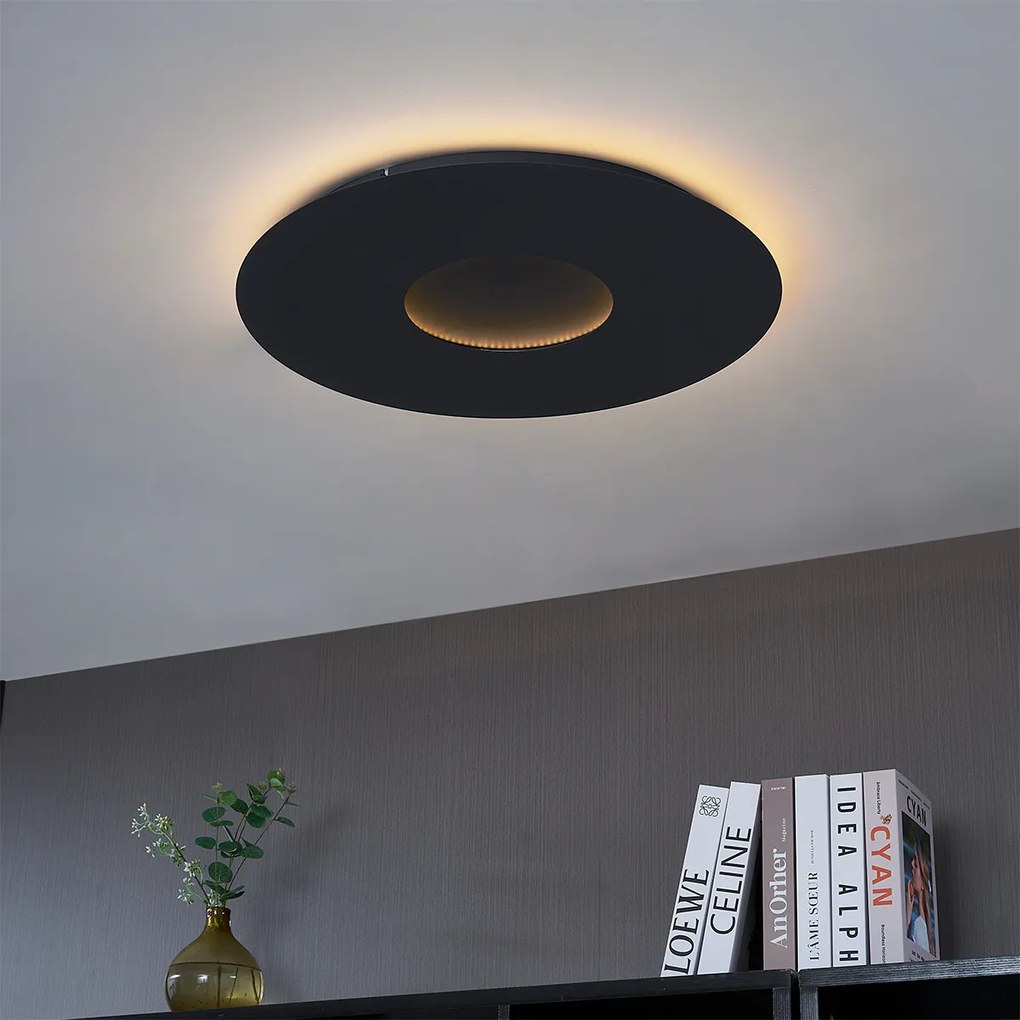 Plafonieră modernă neagră 60cm incl. LED cu 3 trepte de intensitate luminoasă - Morning