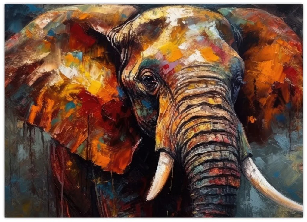 Tablou pe sticlă - Pictura unui elefant (70x50 cm)