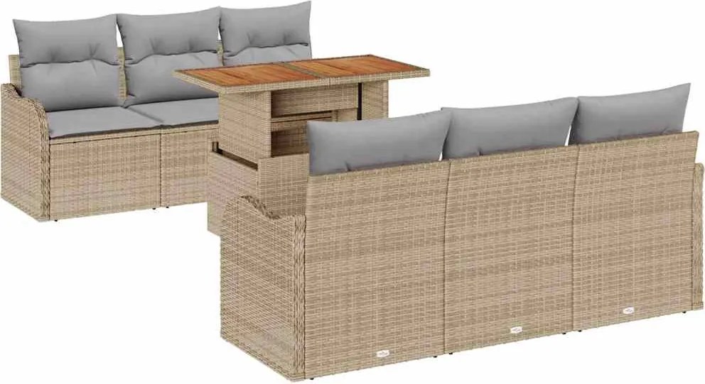 vidaXL Set de canapele pentru grădină 7 pcs Beige și gri deschis