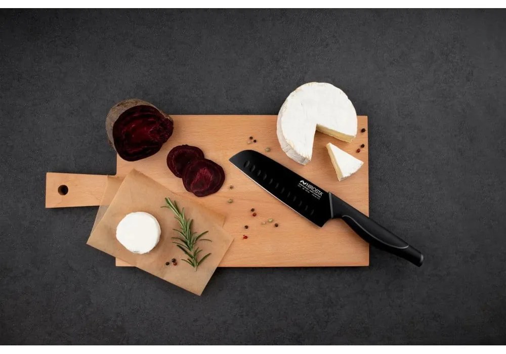 Cuțit din oțel inoxidabil santoku Nirosta Wave, negru
