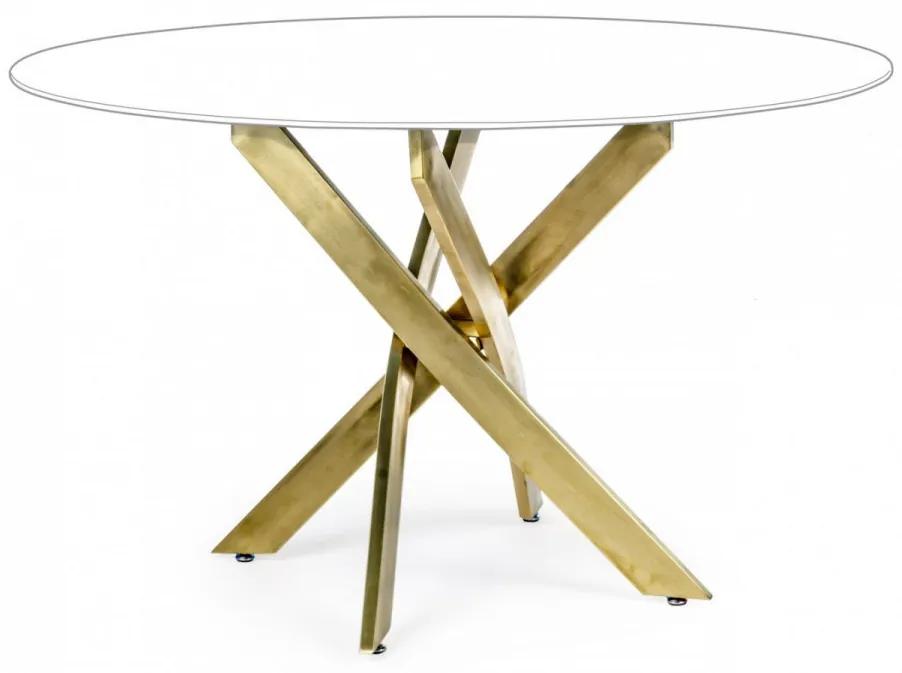 Masa dining pentru 6 persoane din sticla temperata si metal, ∅ 120 cm, George Bizzotto