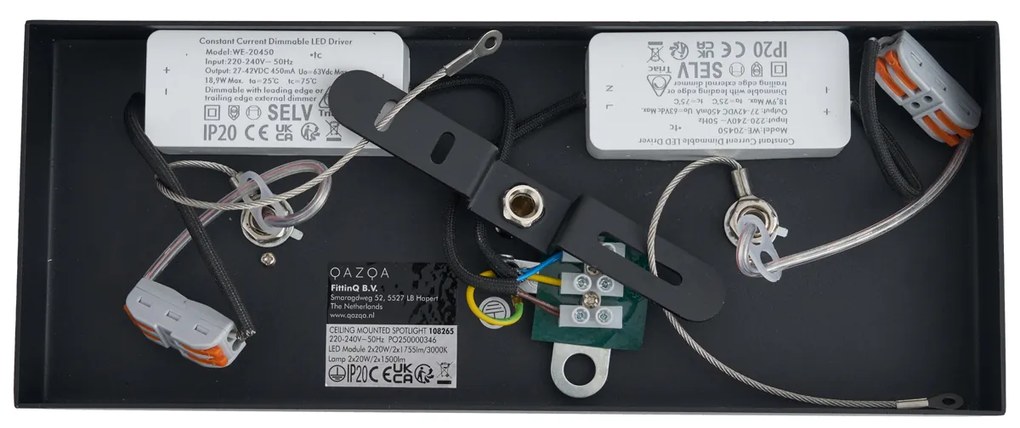 Spot modern negru montat la suprafață, cu LED dimabil inclus, cu 2 lumini - Apollo