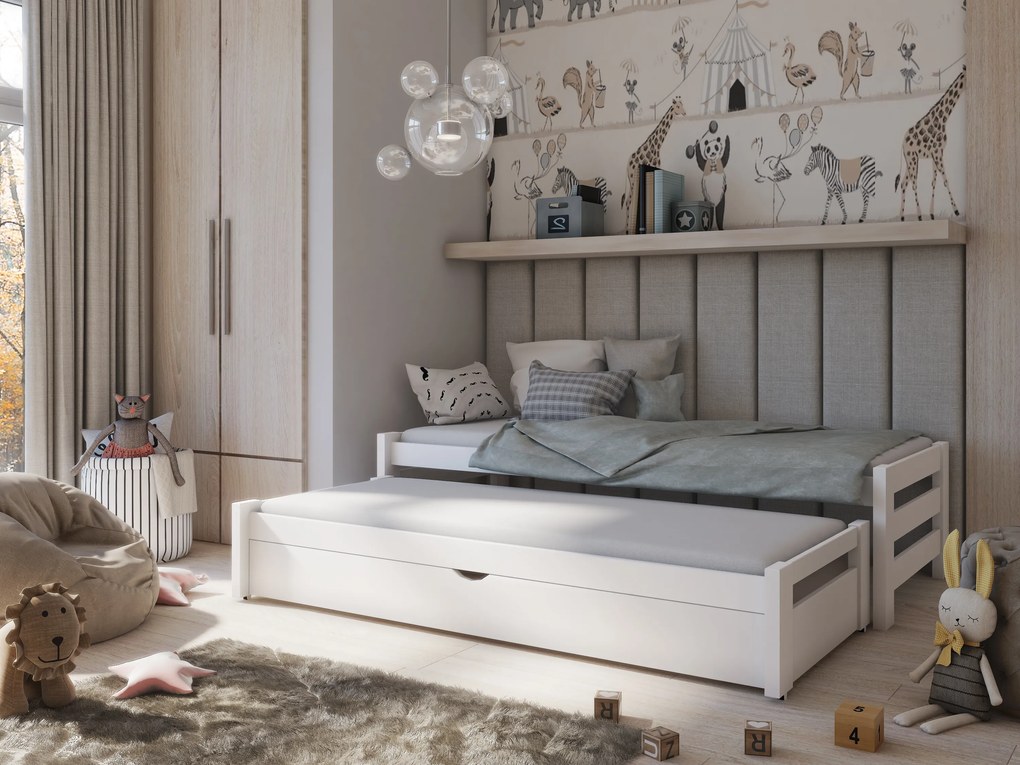 Pat pentru copii 90 x 200 cm ANISSA (cu somieră și sp. depozitare) (Alb). Promo -10%. 1013117
