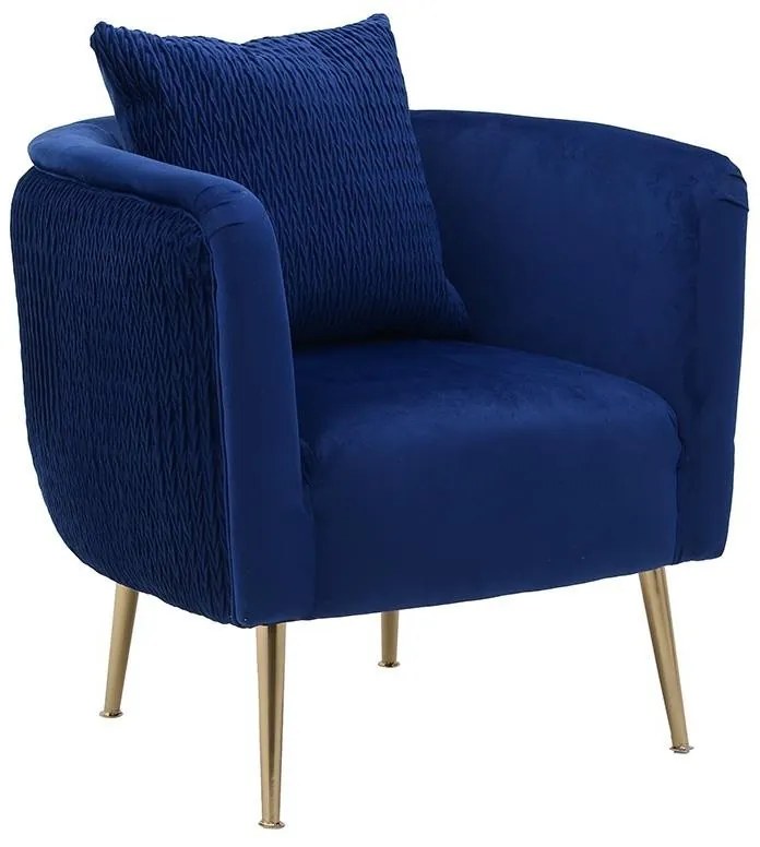 Fotoliu Blue Gold Velvet 76 cm x 74 cm x 72 cm