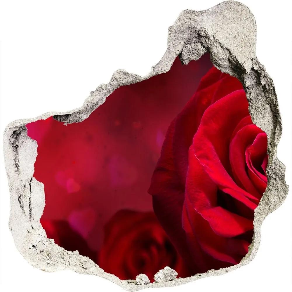 Autocolant autoadeziv gaură Inima trandafir rosu